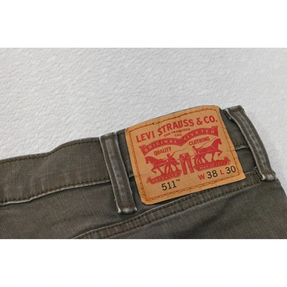 Levis 511 Slim Fit Jeans Mens 38x30 Brown Stretch Denim Rugged Excellent